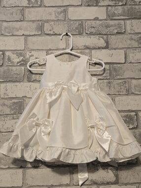 Baby Girl’s White Satin Bow Party Dress